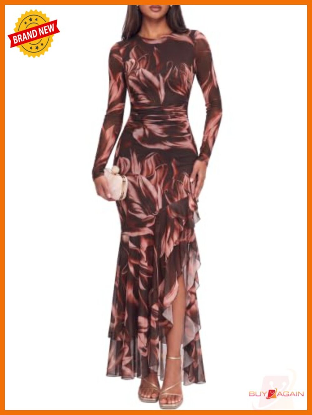 BTFBM Maxi Dress Long Sleeve Bodycon Mesh Semi-Formal Cocktail